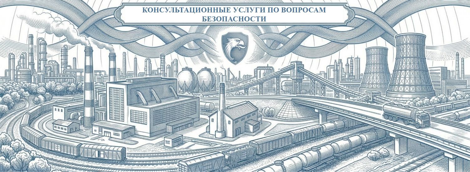 Обложка раздела «Консультационные услуги по безопасности». Визуализация экспертной правовой поддержки по трем ключевым направлениям: транспортная безопасность (ОТБ), антитеррористическая защищенность (АТЗ) и безопасность ТЭК. Выполнена в строгом корпоративном стиле: используются исключительно два цвета — синий (Ультрамарин) и чистый белый, компания РосБезопасность.