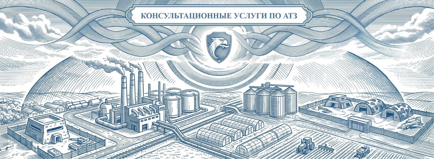 Обложка услуги «Консалтинг по АТЗ». Визуализация экспертной правовой поддержки и защиты мест массового пребывания людей. Иллюстрация выполнена в технике классической ручной гравюры со строгой перекрестной штриховкой: использован исключительно фирменный цвет Steel Blue и чистый белый фон, компания РосБезопасность.